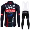 Fietskleding (Fietsshirt Lange Mouw + Lange Koersbroek) 2024 UAE TEAM EMIRATES - Zwart